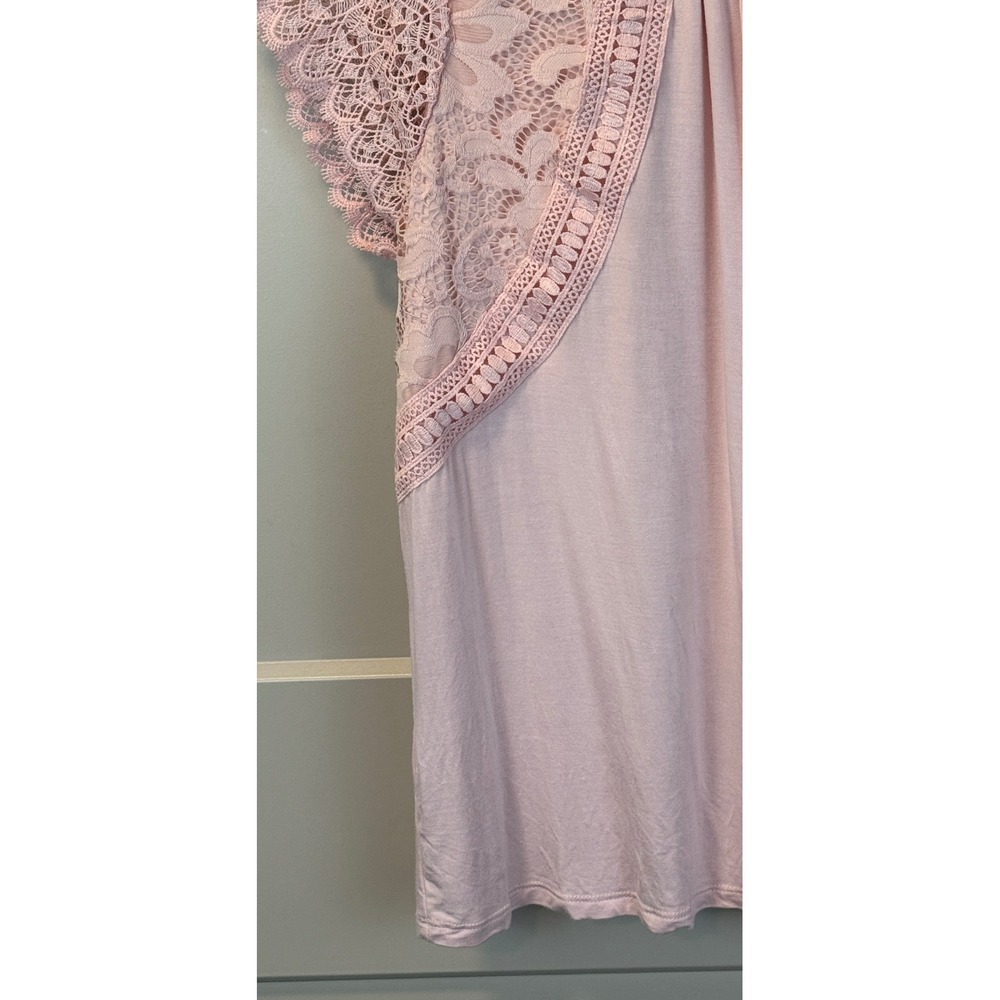 Cable‎ & Gauge Boho Pink Lace Sleeve Sz Medium Romantic Blouse Valentines - Picture 3 of 8
